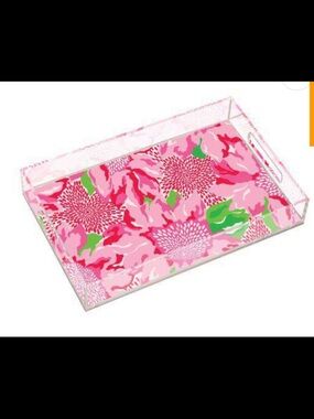 Lilly Pulitzer Pink floral tray New 17x11 gift Easter hostess Mothers Day